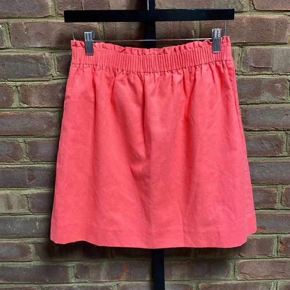 J. Crew Coral Linen Mini Skirt Size 6 NWT